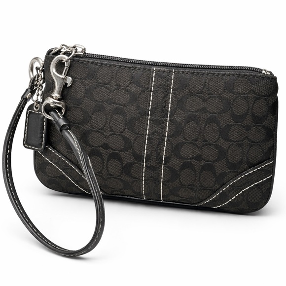 Coach Handbags - 🖤 COACH Signature Canvas Wristlet – Dark Brown/Black 🖤